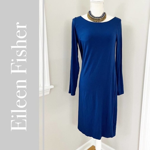 Eileen Fisher Blue Bonnet Ballet/Scoop Neck Dress - Picture 1 of 8
